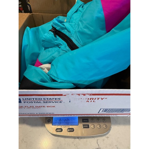 Amscan Retro 80s 90s Colorblock Windbreaker Jacket Blue Pink Chevron Zip Up - Picture 8 of 10